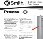 HUD Approved AO Smith Promax residential electric water heater spec sheet