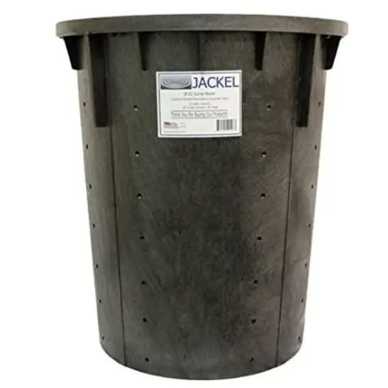 Jackel brand sump pump basin with holes.